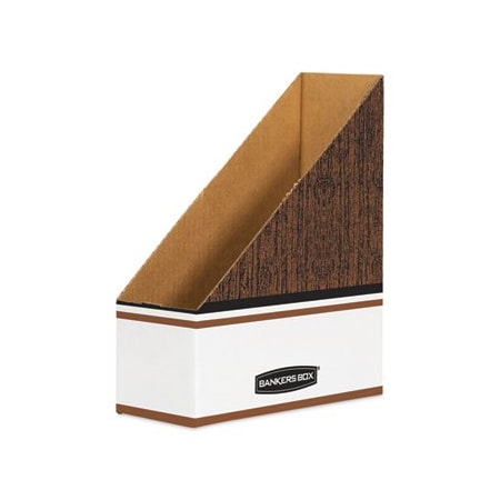 Fellowes Magazine File, Cardboard, 4.3in W, 9.6in D, 12in H, Wood Grain 07223